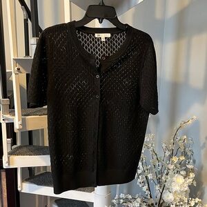 Black Knit Button-Up Cardigan shirt sleeves DR2 size medium